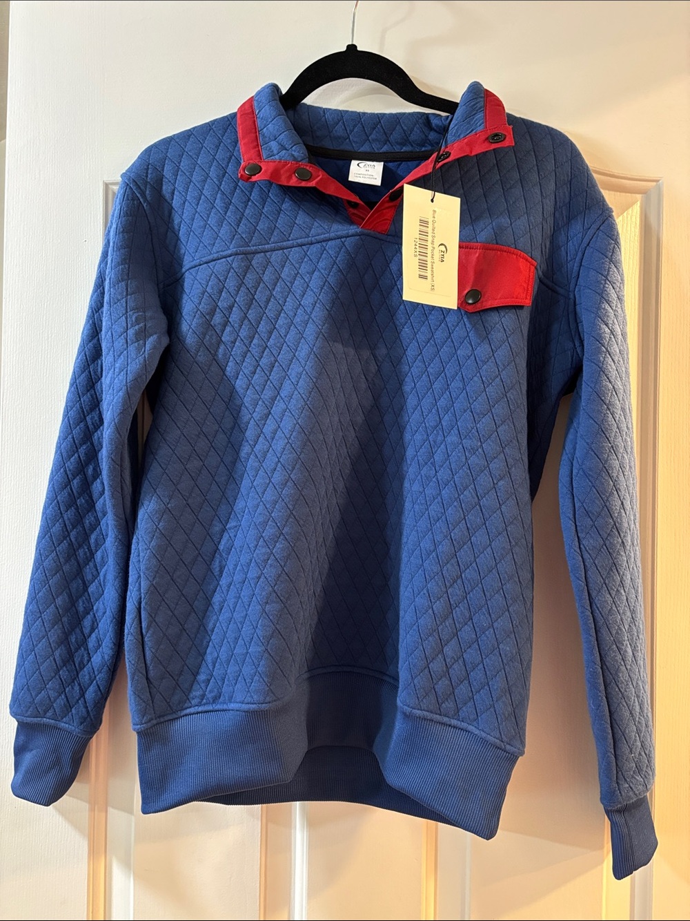 Zyia Active blue quilted snap faux pocket sweatshirt